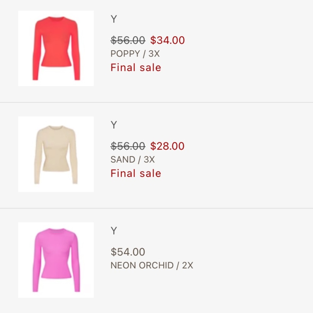 SKIMS long sleeves (3) individual message me!